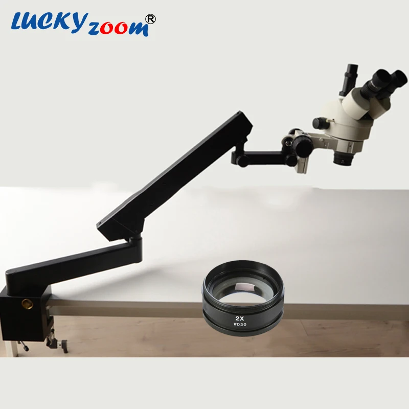Бренд Luckyzoom 7X-90X Стерео Зум тринокулярный микроскоп Шарнирная подставка SZM2.0X
