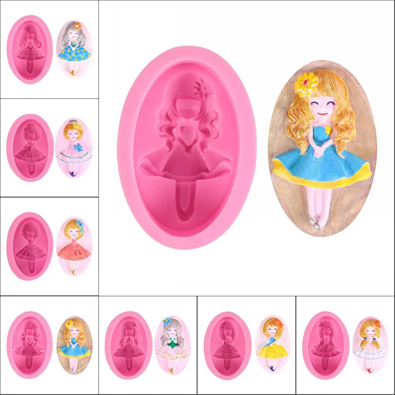 

A Variety Of Ballet Dancing Girl Fondant Mousse Cake Silicone Mold Diy Handmade Soap Cartoon Princess Three-Dimensional Mold