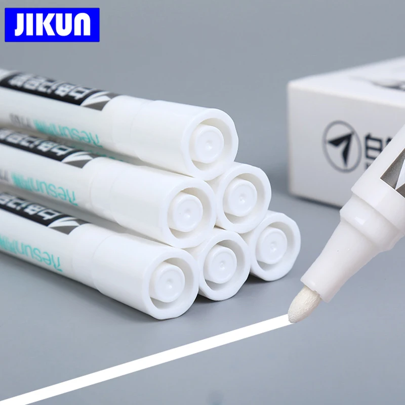 

JIKUN 3pcs Oily White Marker Pen Graffiti Pens Waterproof Permanent Gel Pencil Tire Painting Notebook Tyre Tread Pen