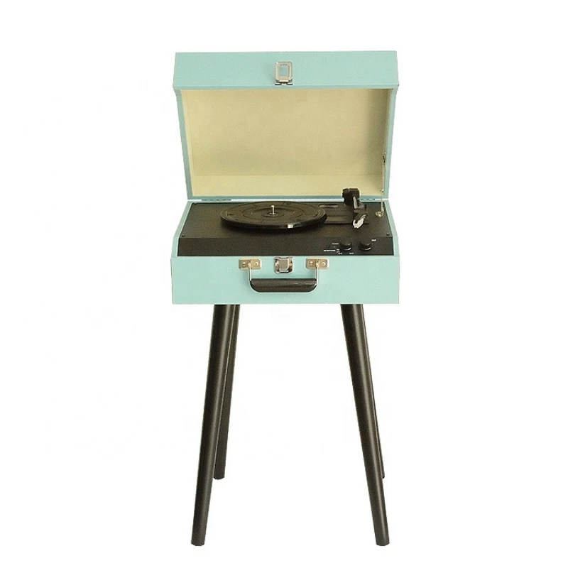 Retro style 3 speed Phonograph turntable vinyl record player with 4 wooden legs