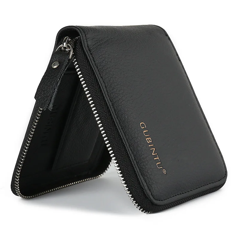 

Мужской бумажник, из натуральной кожи, с карманом для монет, на молнии, держатель для карт