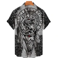 2022 vikings hawaiian mens shirts loose shirt cotton spandex short sleeve street beach shirts for mens clothing 5xl
