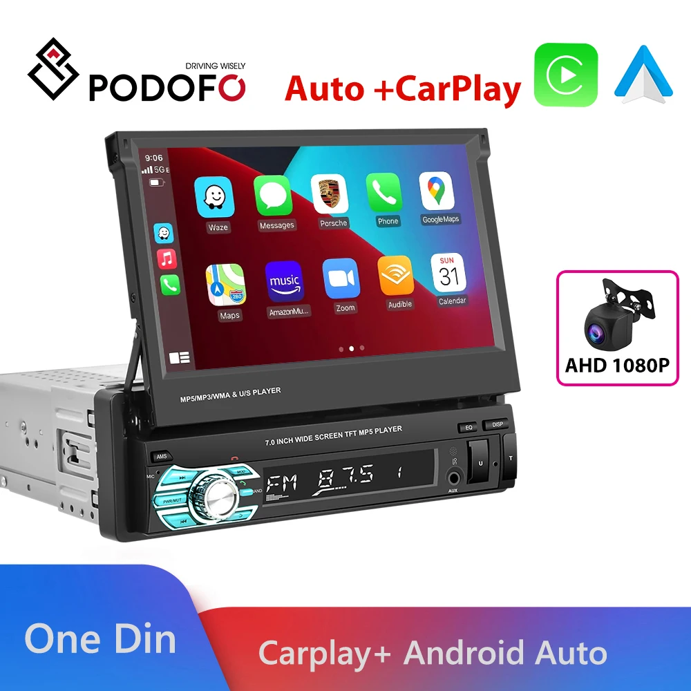 $67.69 Podofo Radio One Din Android Car Multimedia Player Carplay 7