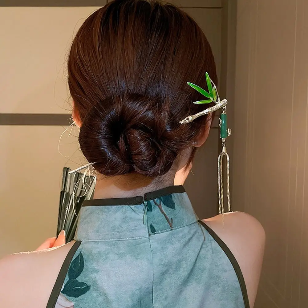 

Korean Chinese Hanfu Branch Tassel Hair Stick Leaf Hairpins Girl Headdress Braided Hair Clip Women Retro Headwear