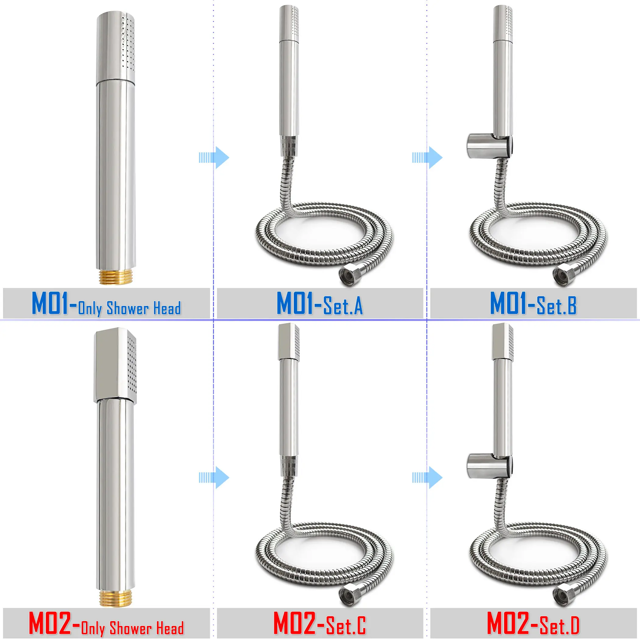 

G1/2 Universal Chrome Plated Brass Universal Wand Rain Shower Head Handheld Showerheads Cleaning Sprayer with Hose & Holder