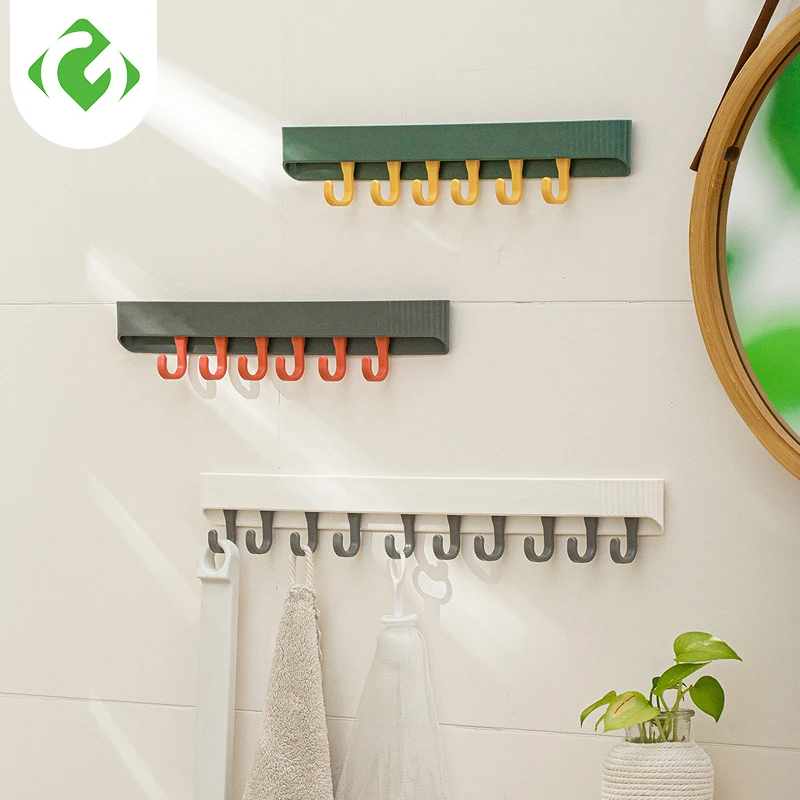 

Wall Hanging Hook Storage Rack 6 Hooks Kitchen Kitchenware Towel Hook Hanger for Wall Door Bathroom Organizer Self Adhesive GY