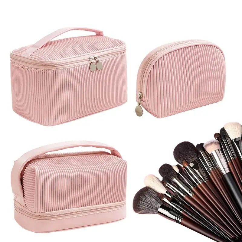 

Travel Toiletry Bag Travel Cosmetic Pouch Large Capacity Makeup Case With Portable Handle For Skincare Toiletries Shampoo