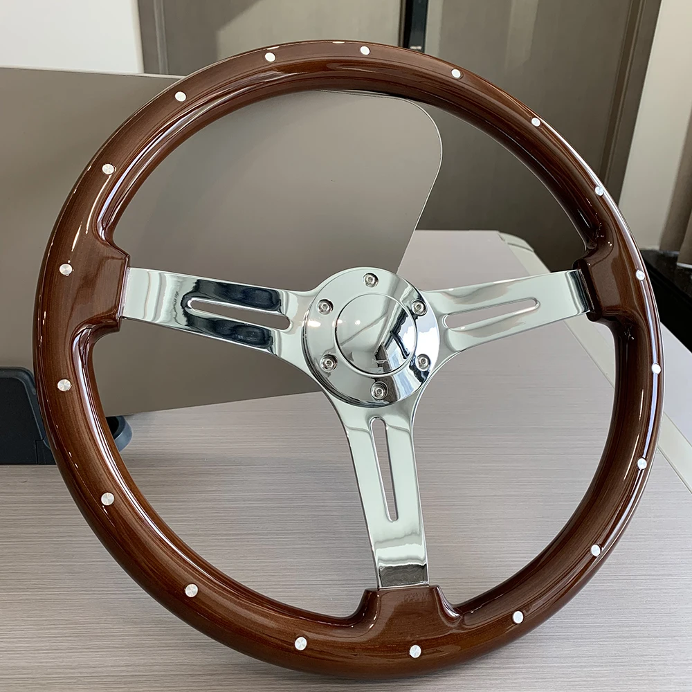 TIYPEOR 15-дюймовый универсальный деревянный руль из цельного дерева 380 мм с