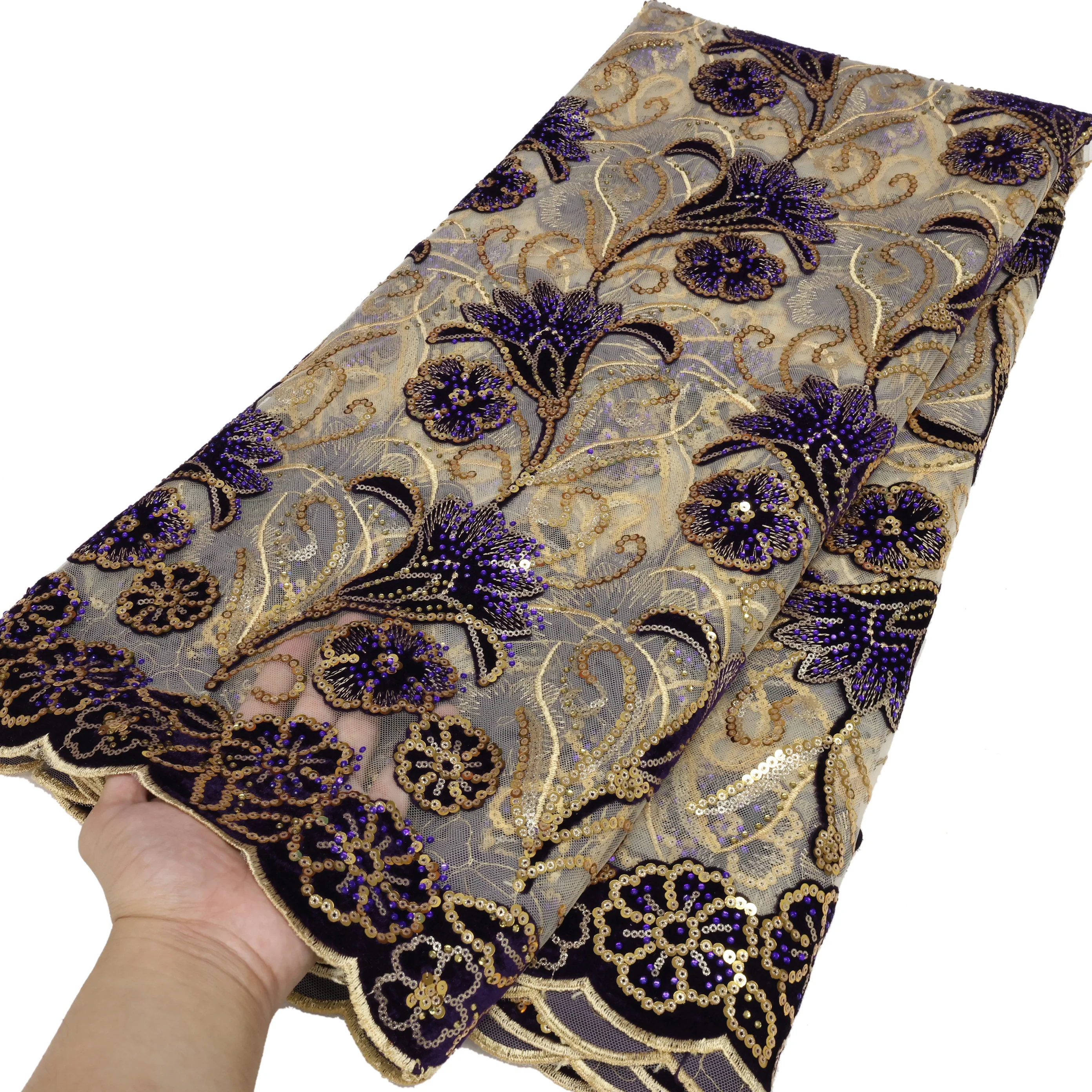 Высококачественная Бархатная Кружевная Ткань В Нигерийском Стиле Африканская