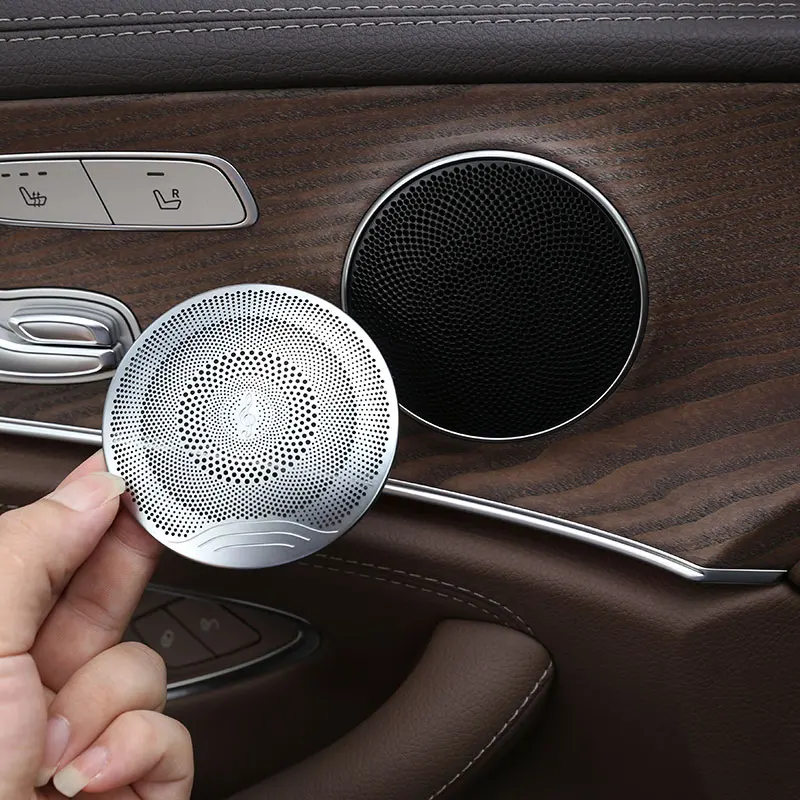 

For Mercedes Benz GLC X253 C E Class W213 W205 Stainless Silver Car Speaker Door Loudspeaker cover Trim sticker car accessories