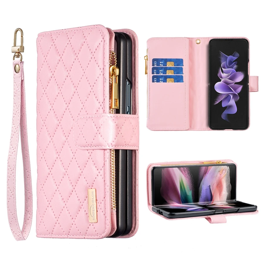Wallet Small Fragrance Flip Zipper Leather Case For Samsung Galaxy Z Fold5 Z Fold4 Z Fold3 5G Magnetic Flip Cover Z Fold 5 4 3