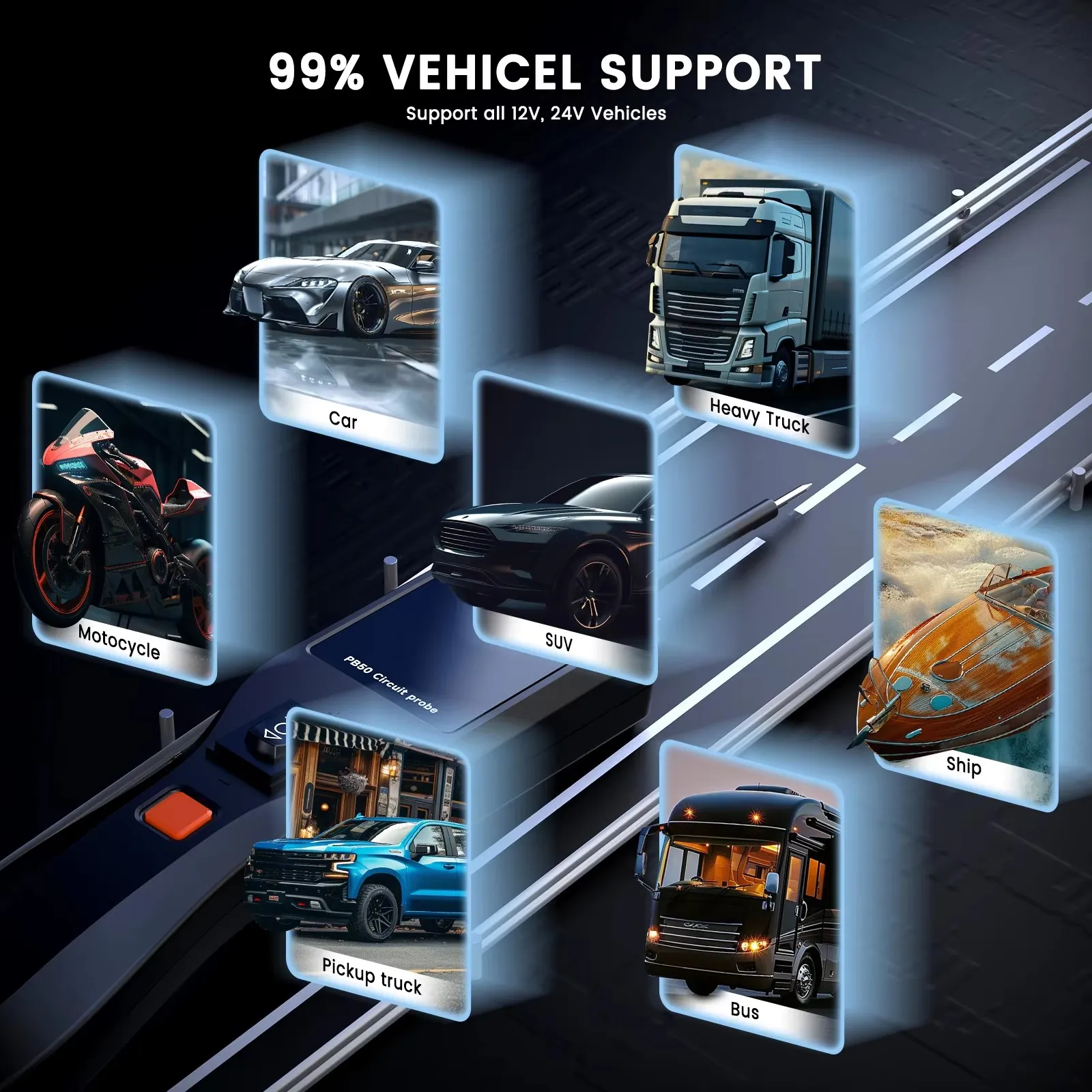 ANCEL PB50 12 В/24 В тестер автомобильного аккумулятора тестовый зонд электрической