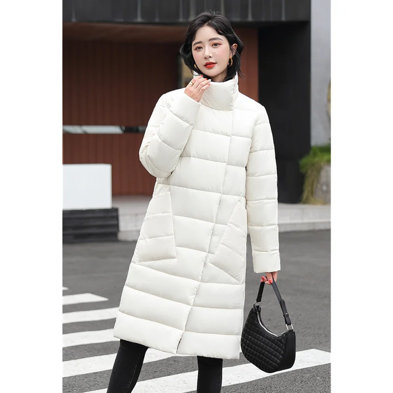 

Women White Down Clothes Long Duck Down Windproof Warm Casual Baggy Reversible Coat Fashion Puffer Padded Outwear Tops Winter