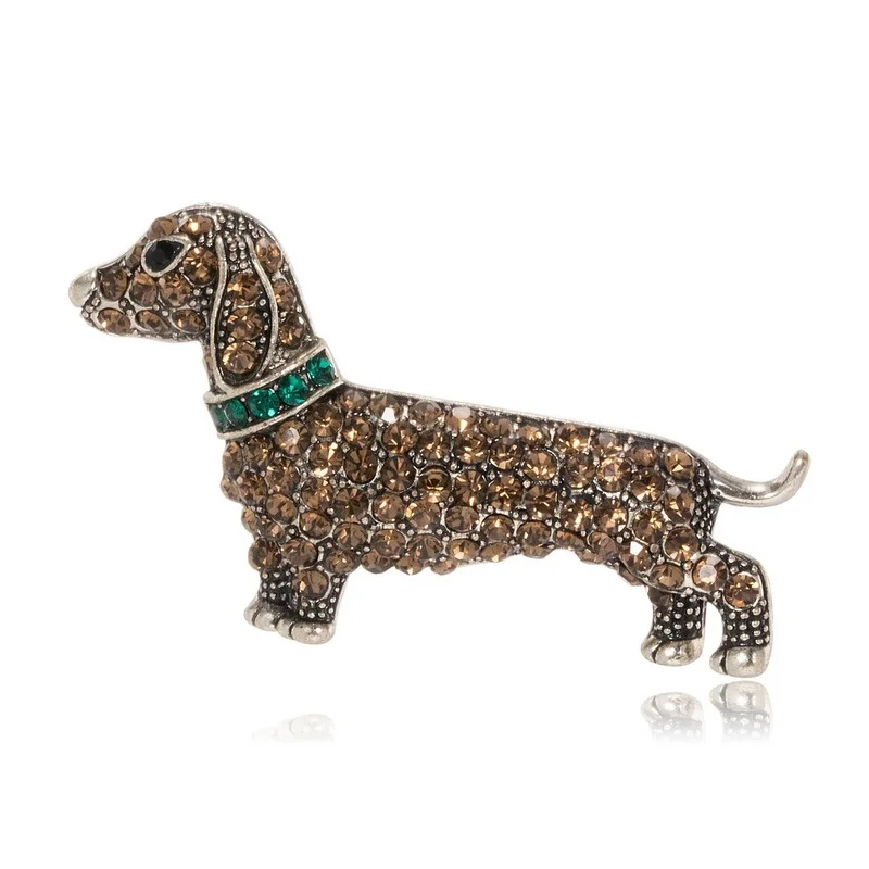 

Brown Dog Brooch Pins for Women Fashion Crystal Broches Vintage Jewelry Broche PinsBrooch