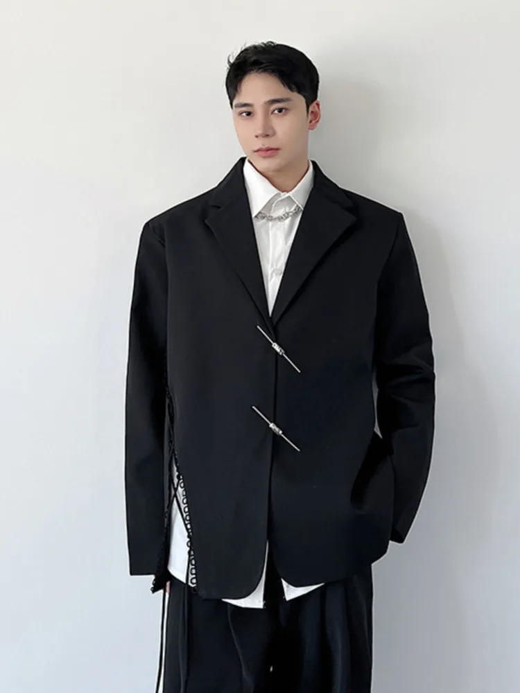 

SYUHGFA Men's Wear Tide Asymmetric Design Casual Chinese Style Suit Coat For Male 2023 Spring Loose Simple Long Sleeve Blazers