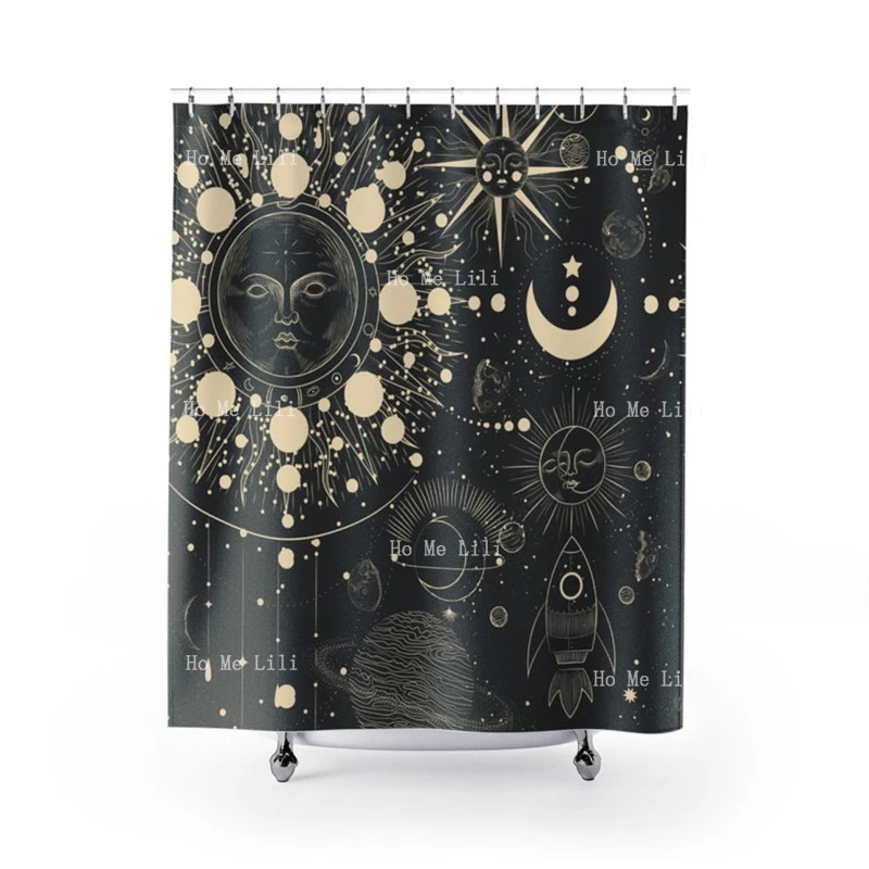 

Celestial Moon Sun Cosmos Sacred Geometry Shower Curtain Lunar Eclipse Horoscopy Gothic Witchy Wicca Pagan Hippie Astrology