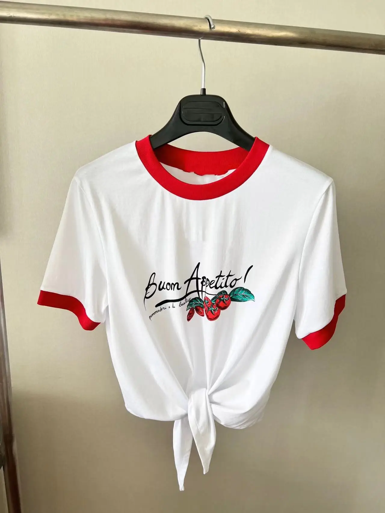 

Fyion Fashion Runway 2022 Summer Cotton T-Shirt Women White Print High Quality Casual Short T-Shirt