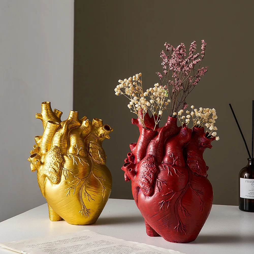 

Creative Vase Anatomical Heart Shape Flower Vase Nordic Body Art Vase Sculpture Desktop Flower Pot Home Decor Ornament Best Gift
