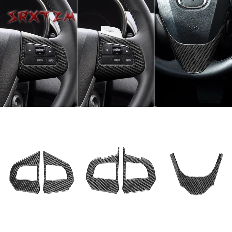 

Carbon Fiber Steering Wheel Button Frame Trim Cover Sticker For Mazda 3 Axela 2010 2011 2012 2013 car Interior accessories