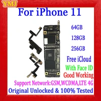 100 tested original unlocked free icloud for iphone 11 motherboard 64gb 128gb 256gb good test logic board withno face id