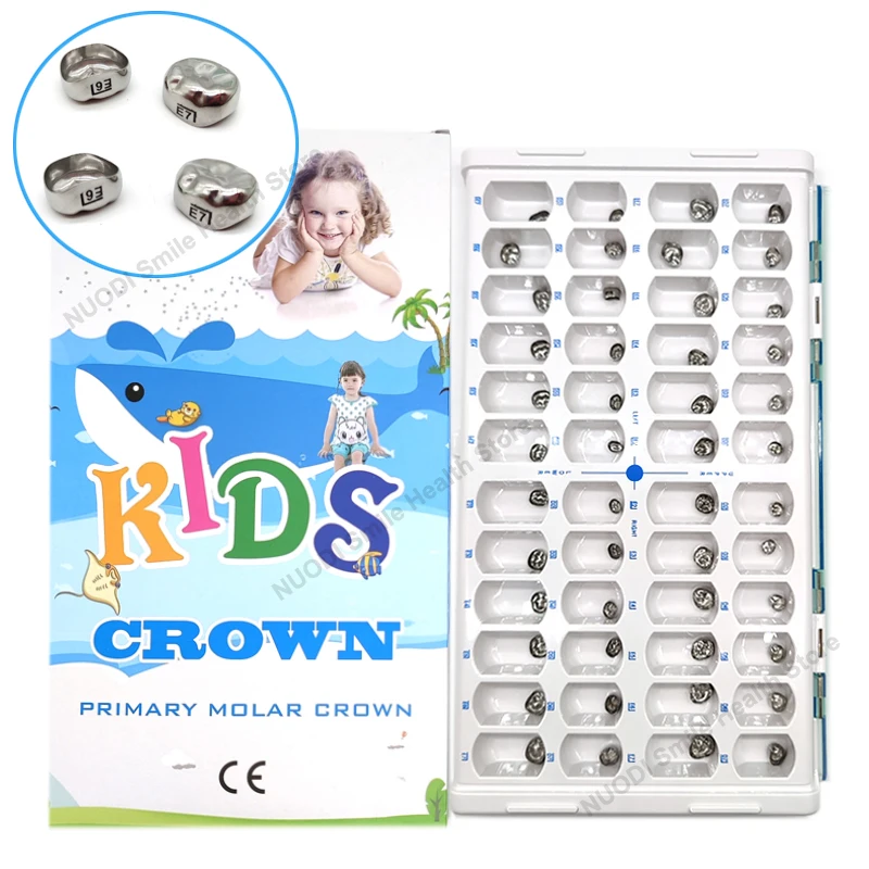 

48PCS/96PCS Dental Kids Crowns Primary Molar Teeth Crown Stainless Steel Orthodontic Deciduous Crown Preformed Temporary Crown