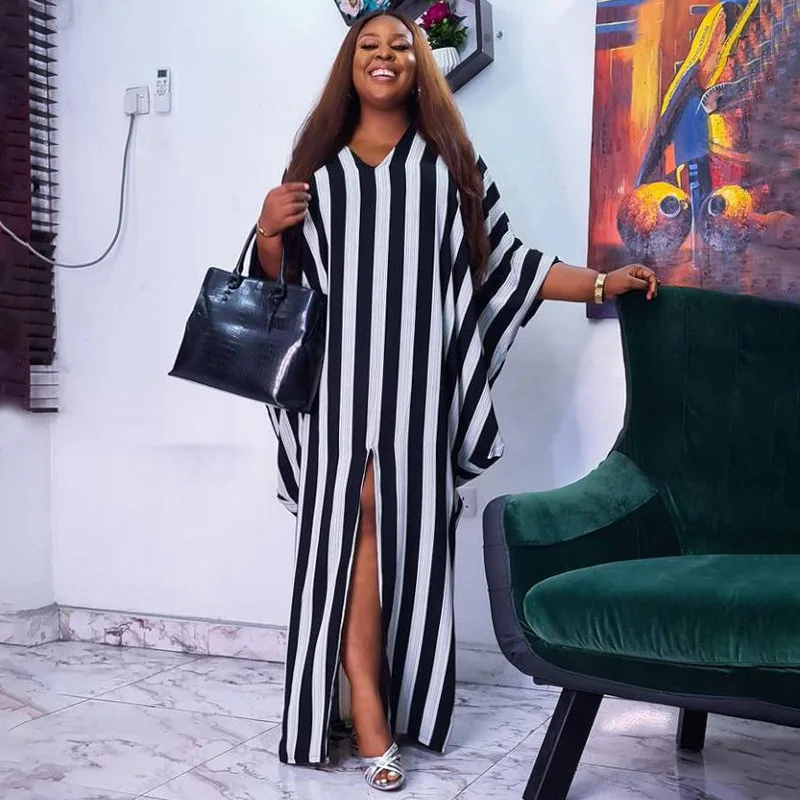 Свободное элегантное платье в полоску