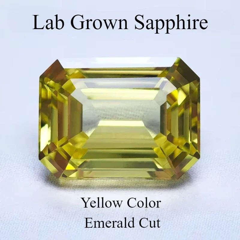 Лидер продаж выращенный в лаборатории сапфир изумрудная огранка желтый цвет VVS1