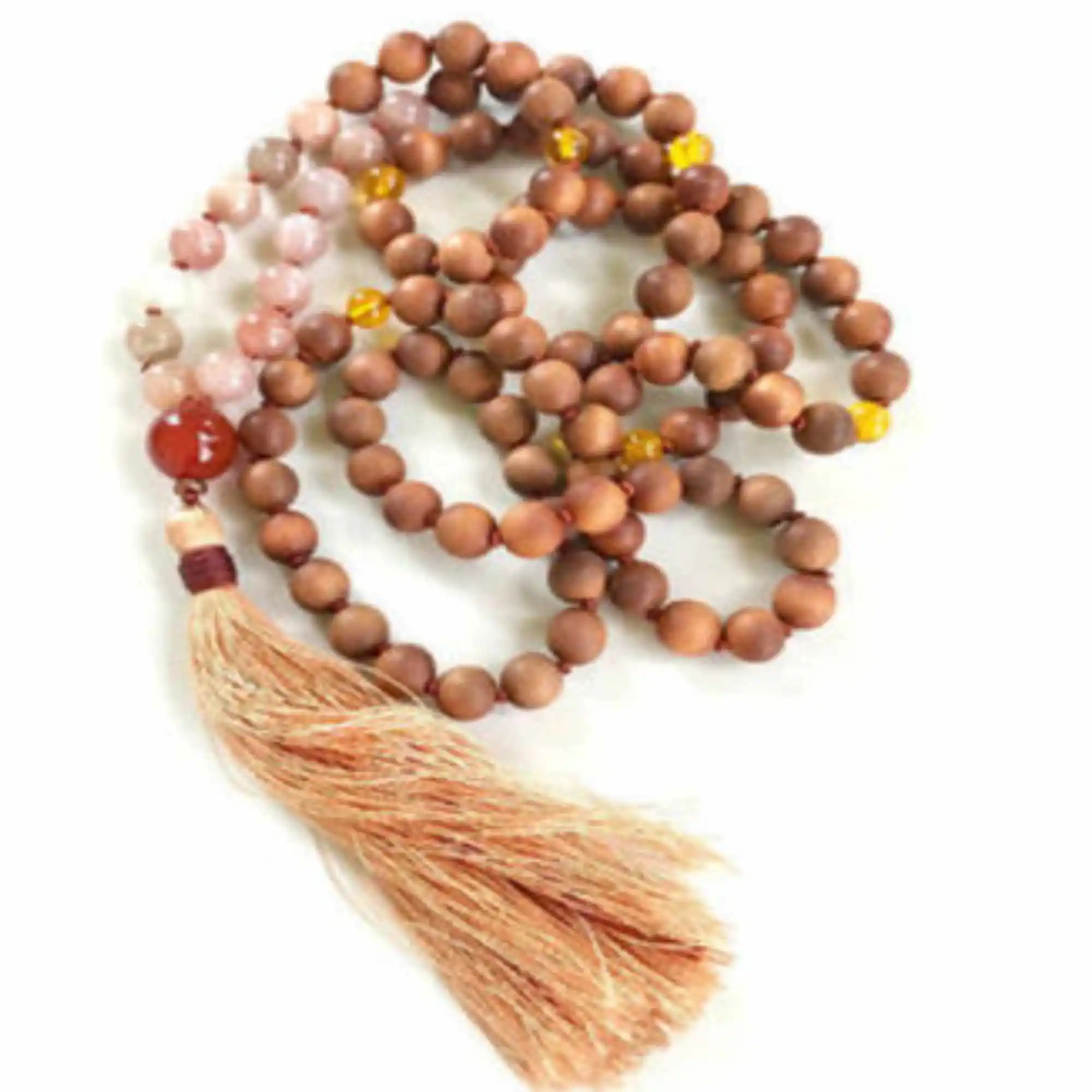 

8mm Natural 108 knot Sandalwood SunStone beads necklace Clavicle Gold Chakra Silver Fashion Charm Cross Necklace Craft Charms