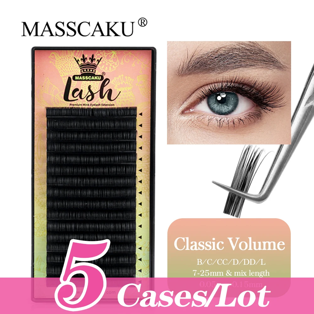 

Ресницы Накладные MASSCAKU, 16 рядов, 5 пачек, все размеры, 0,03-0,25 мм
