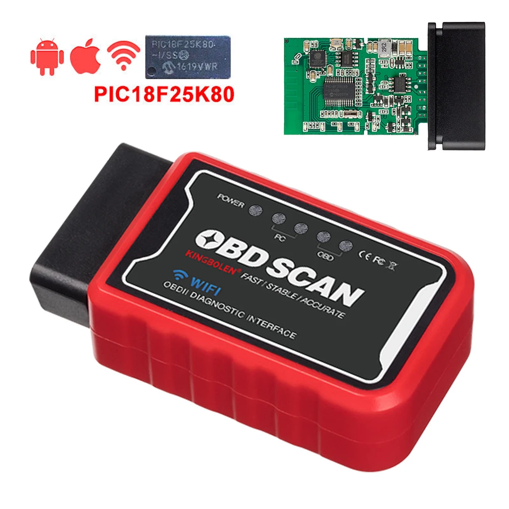 

ELM327 V1.5 считыватель кодов автомобиля BT WiFi ELM 327 Чип PIC18F25K80 OBDII диагностический инструмент для iPhone/Android PK ICAR2 OBDSCAN сканер