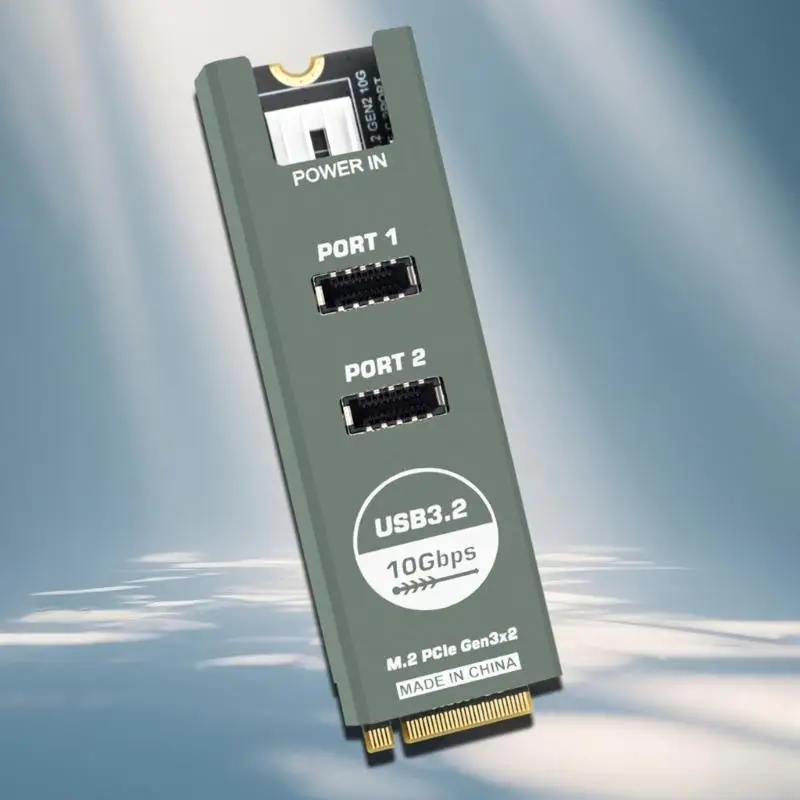 Фото Карта расширения M.2 NVMe to Double Type E 10G с высокоскоростным чипом USB 3.2 для стабильной передачи данных и рассеивания №5