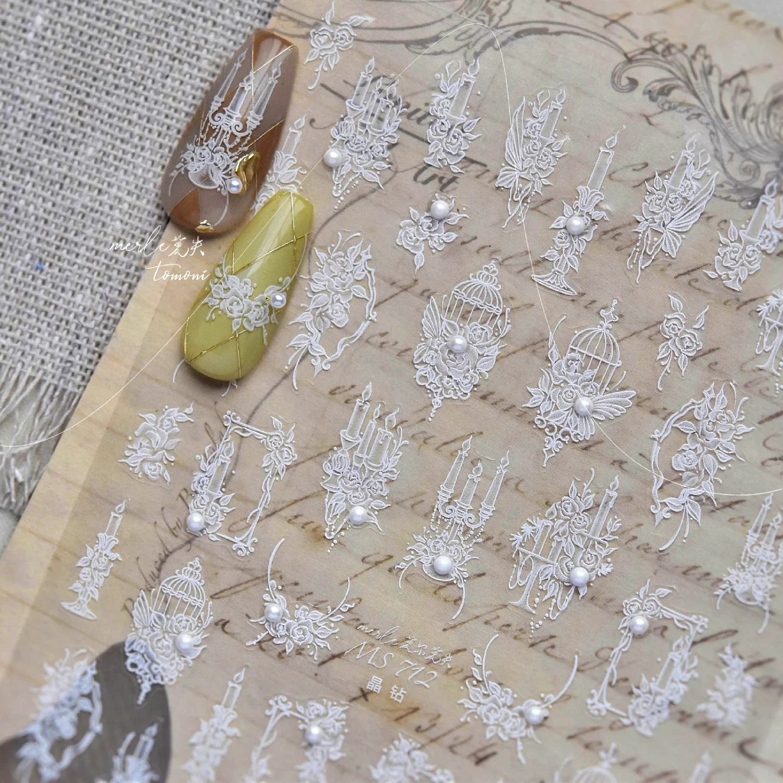 Белая роза бабочка птичья клетка рамка подсвечник с бантом лента клейкие