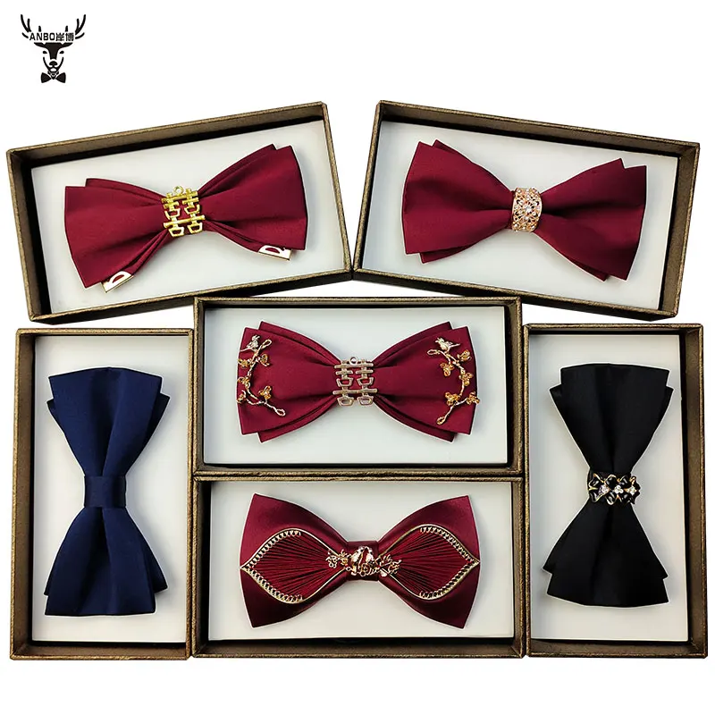 high quality Bow tie male wedding wedding groom best man officiating ceremony bow jk solid color red tie flower