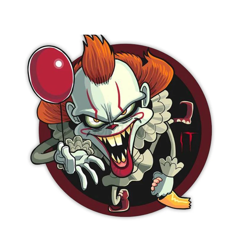 

13 X 13cm Creativity Evil Clown Car Stickers Waterproof Anime Vinyl Decal Scratch-proof Windshield Decoration Auto Parts