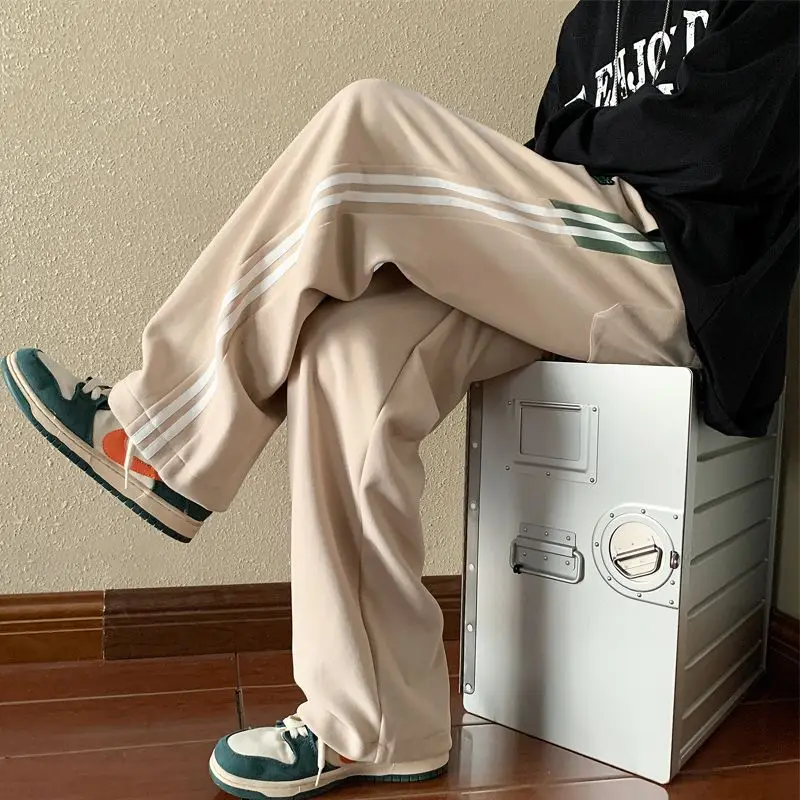Women's Y2K Clothes Striped Spring Loose Straight Sweatpants Track Sweat Trendy Hundred Casual Pants Jogger Korean Style 2023