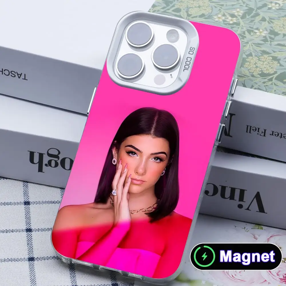 Фото Чехол для телефона Charli Damelio для iPhone 18 17 16 15 14 13 12 11 X XR XS Air Pro Max Plus, цветной, серебристый, с магнитным креплением. №4