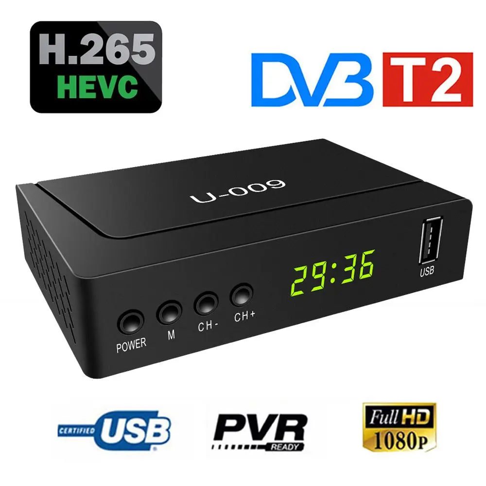2022 DVB-T2 тюнер цифровой спутниковый ТВ-приемник 1080P H265 декодер DVB-C U009 HDTV Set Top Box MPG4 STB