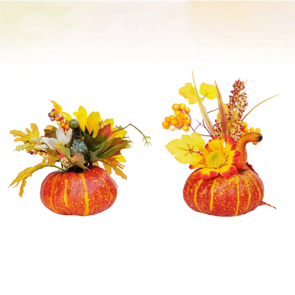 

2pcs Ornaments Artificial Decorative Celebrative Crafts Pumpkin Ornaments for Home