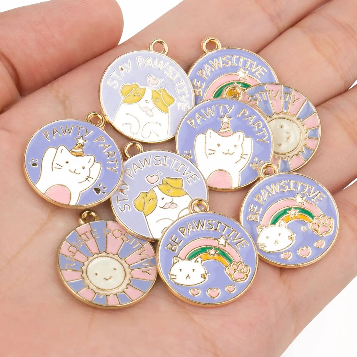 

5 шт. 23x20 мм красочная эмалированная мультяшная животная подвеска планета Луна милая собака кошка сплав очаровательные серьги аксессуары
