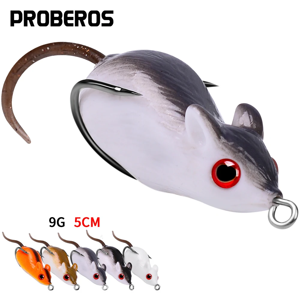 

PROBEROS 5PCS Sinking Soft Lures 5cm 9g Mouse Fishing Lure Silicone Bait Attract Isca Artificial Wobblers Leurre For Bass Pesca