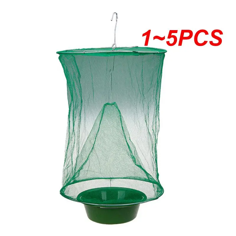

1~5PCS Hanging Cages Garden Foldable With Bait Bowl Easy Use Catching Fly Trap Reusable Summer Outdoor Ranch Mesh Pest Control