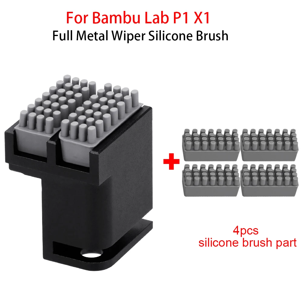 

Щетка для очистки печатающей головки Bambu Lab P1 X1, цельнометаллическая двухсторонняя чистая насадка, стеклоочиститель, силиконовая скруббер, установленная на щетке, замена