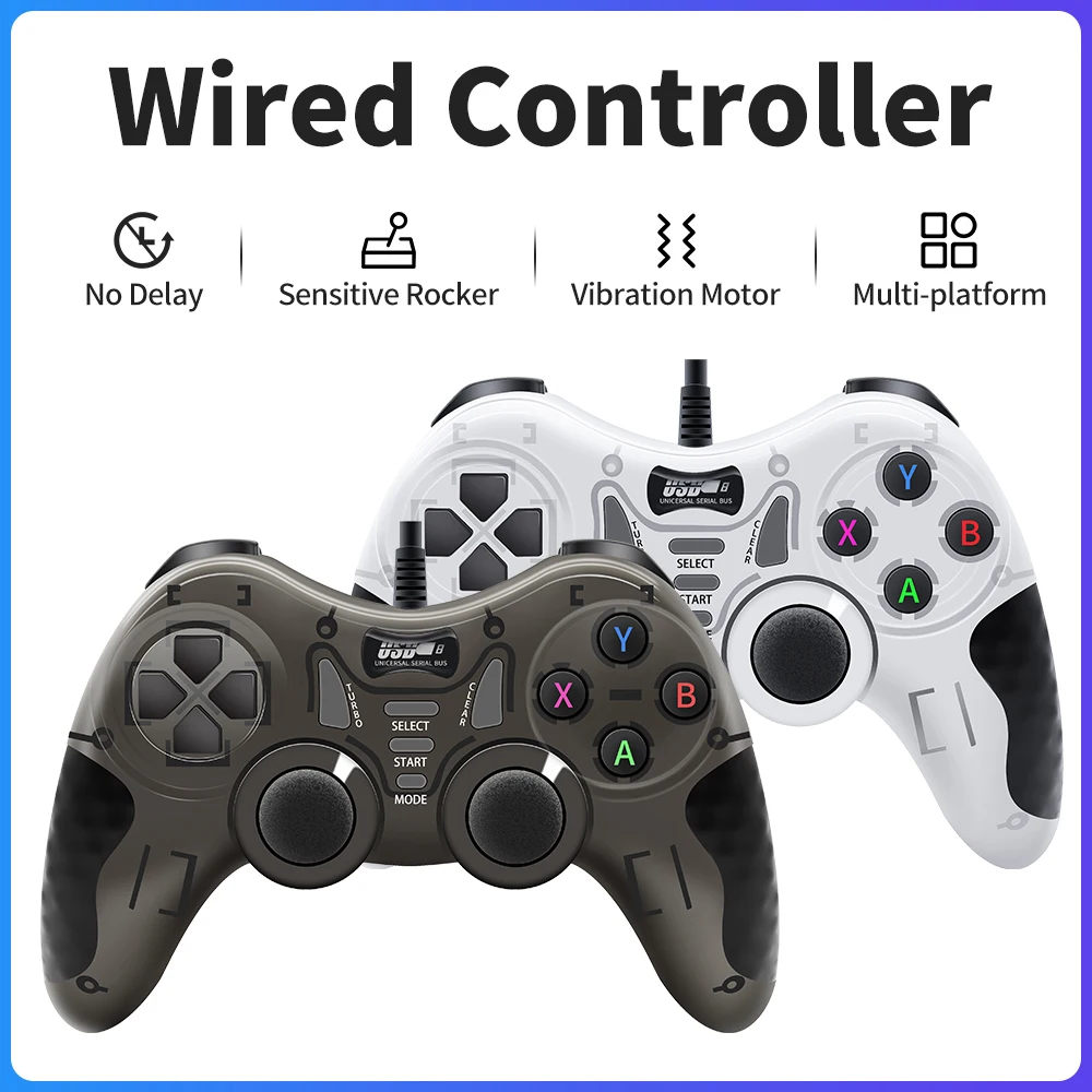 

Wired Game Controller With 360° 3D Joystick For Android TV Box/Game Console/Steam/Laptop Gamepad With Vibration &Turbo Function