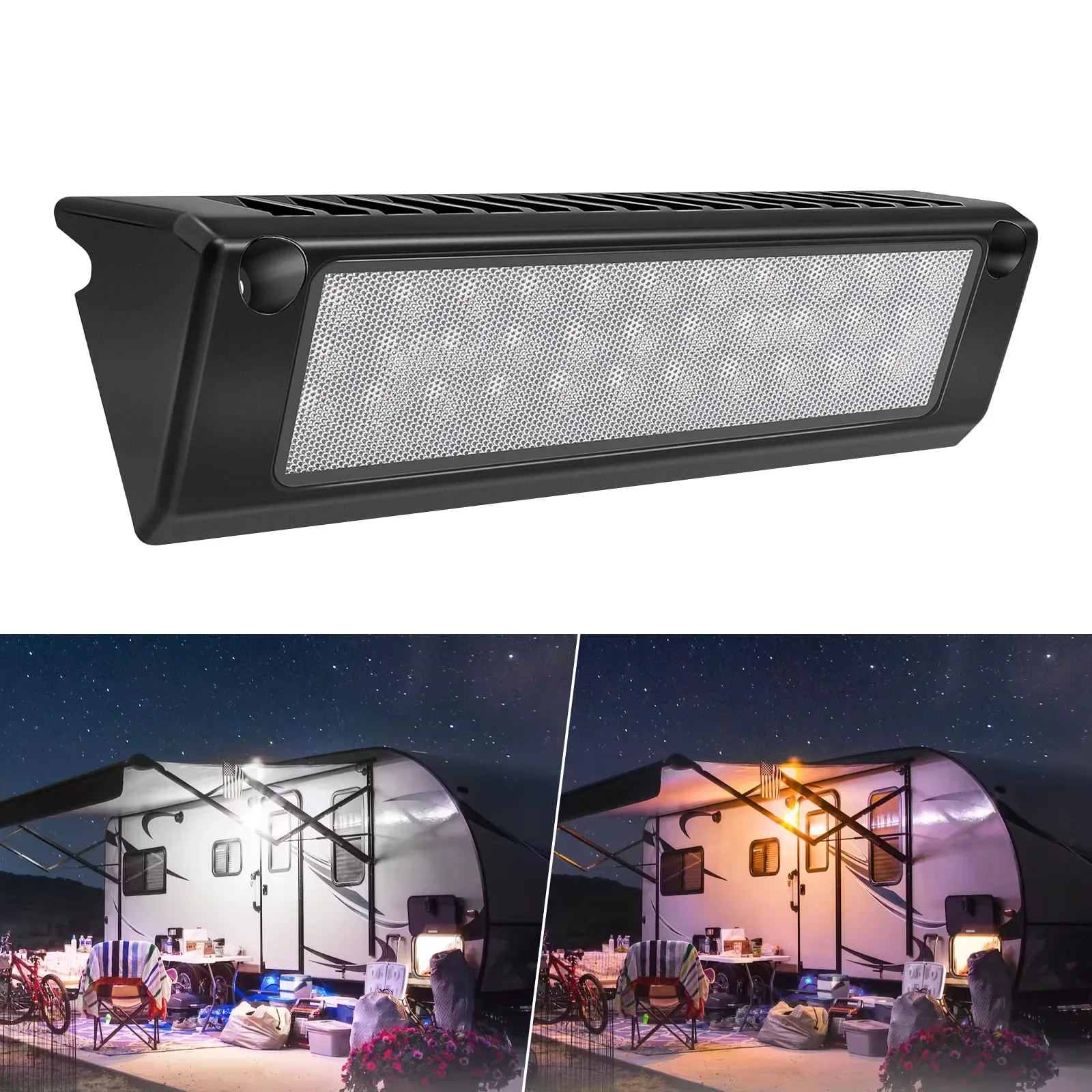 

9-дюймовые светодиодные фонари для крыльца RV, 54 Вт, водонепроницаемые, 2100 лм, наружное желто-белое освещение, тент для грузовиков, прицепов, кемперов
