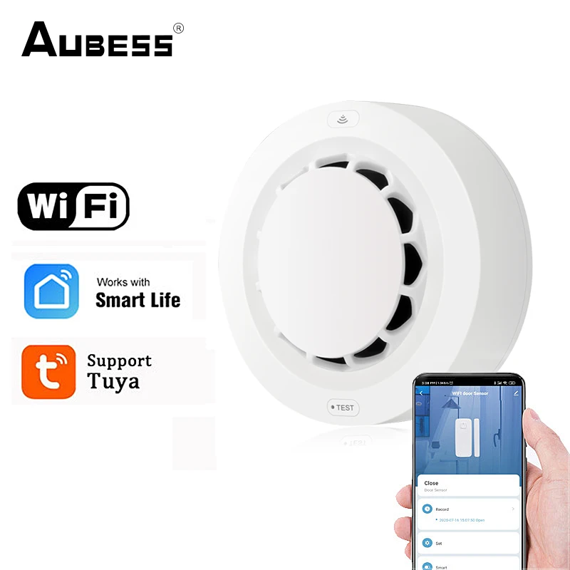 

AUBESS Tuya WiFi Smoke Alarm Fire Protection Smoke Detector Smokehouse Combination Fire Alarm Home Security System Firefighters