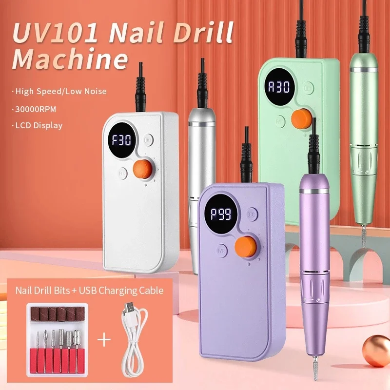 

30000RPM 36W Rechargeable Electric Nail Drill Manicure Machine for Gel Polish Nails Sander