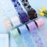 5yards 6cm75mm flowers embroidered ribbons crystal sequins tulle lace ribbons wedding decoration diy bow crafts sewing supplies