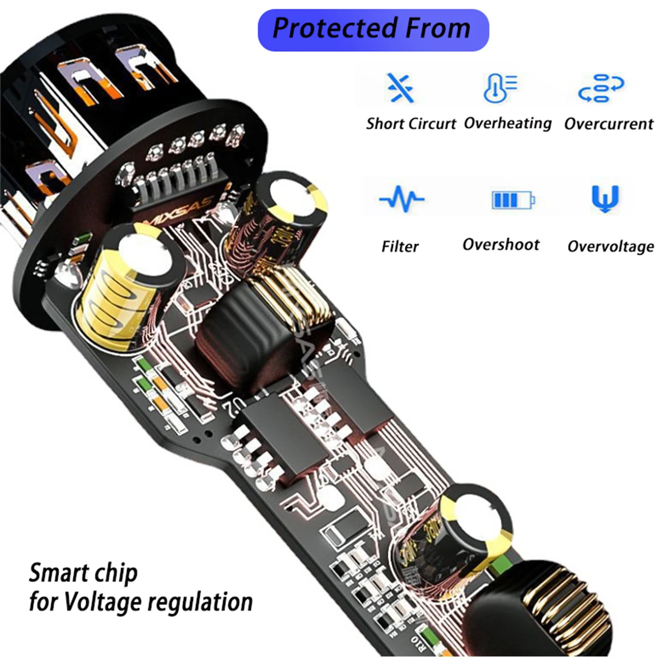 Автомобильное зарядное устройство с мини USB-входом 3 5 м 10-30 в на выход 2 А