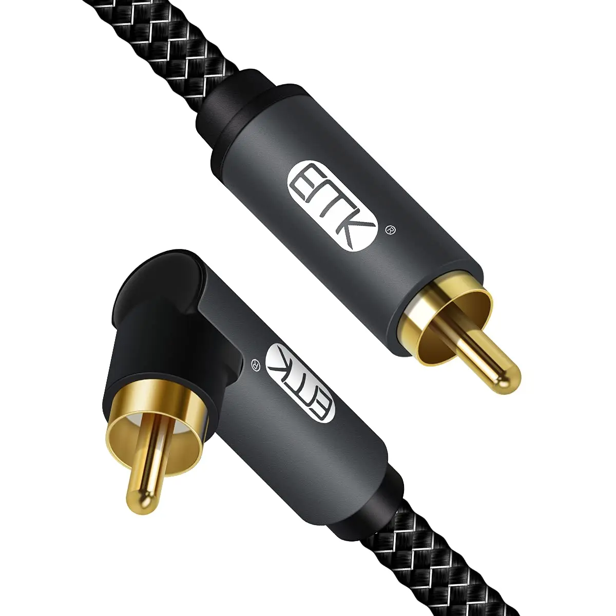 Кабель для сабвуфера 90 градусов аудиокабель RCA в позолоченный нейлоновый