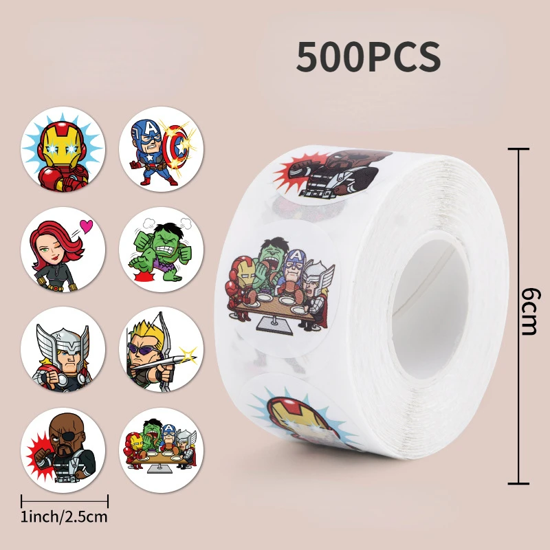 

New 500PCS Cartoon Iron Man, Hulk, Thor Stickers Self-adhesive Labels Avengers Classic Stickers Children's Gifts